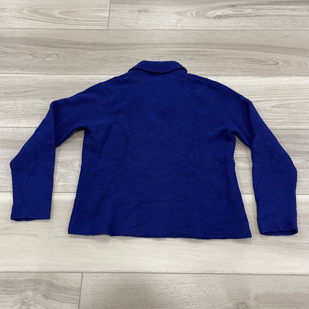 Eileen Fisher Deep Cobalt V-Neck Shawl Collar Sweater - Picture 6 of 6
